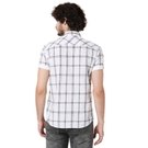Mufti White & Black Windowpane Check Slim Fit Casual Shirt
