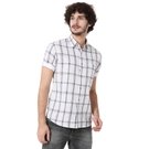 Mufti White & Black Windowpane Check Slim Fit Casual Shirt