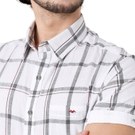 Mufti White & Black Windowpane Check Slim Fit Casual Shirt