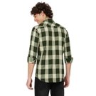 Mufti Olive & Off White Western Check Slim Fit Casual Shirt