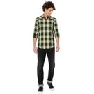 Mufti Olive & Off White Western Check Slim Fit Casual Shirt