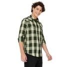 Mufti Olive & Off White Western Check Slim Fit Casual Shirt