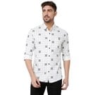 Mufti White & Black Graphic Check Slim Fit Casual Shirt