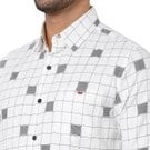 Mufti White & Black Graphic Check Slim Fit Casual Shirt