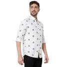 Mufti White & Black Graphic Check Slim Fit Casual Shirt