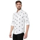 Mufti White & Black Graphic Check Slim Fit Casual Shirt