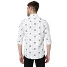 Mufti White & Black Graphic Check Slim Fit Casual Shirt