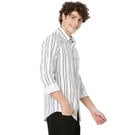 Mufti White & Black Stripe Slim Fit Casual Shirt