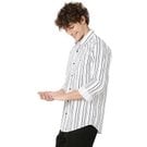 Mufti White & Black Stripe Slim Fit Casual Shirt