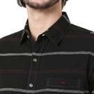 Mufti Black & Red Stitch Stripe Slim Fit Casual Shirt