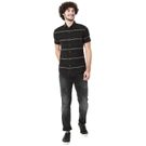 Mufti Black & Red Stitch Stripe Slim Fit Casual Shirt