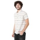 Mufti Off White & Black Stitch Stripe Slim Fit Casual Shirt