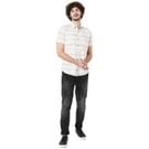 Mufti Off White & Black Stitch Stripe Slim Fit Casual Shirt