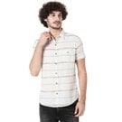 Mufti Off White & Black Stitch Stripe Slim Fit Casual Shirt