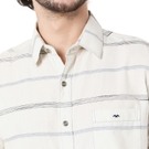 Mufti Off White & Black Stitch Stripe Slim Fit Casual Shirt