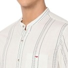 Mufti Off White & Navy Stitch Stripe Slim Fit Casual Shirt