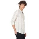 Mufti Off White & Navy Stitch Stripe Slim Fit Casual Shirt