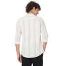 Mufti Off White & Navy Stitch Stripe Slim Fit Casual Shirt