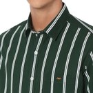 Mufti Olive & White Candy Stripe Slim Fit Casual Shirt