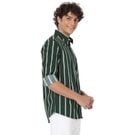 Mufti Olive & White Candy Stripe Slim Fit Casual Shirt