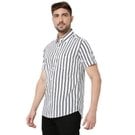 Mufti White & Black Peached Stripe Slim Fit Casual Shirt