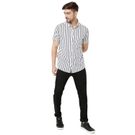 Mufti White & Black Peached Stripe Slim Fit Casual Shirt