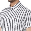 Mufti White & Black Peached Stripe Slim Fit Casual Shirt