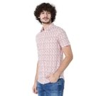 Mufti Pastel Pink & White Resort Print Slim Fit Casual Shirt