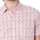 Mufti Pastel Pink & White Resort Print Slim Fit Casual Shirt