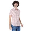 Mufti Pastel Pink & White Resort Print Slim Fit Casual Shirt
