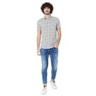 Mufti Light Olive & White Resort Print Slim Fit Casual Shirt