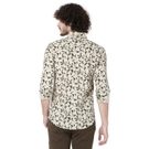 Mufti Off White & Green Floral Print Slim Fit Casual Shirt
