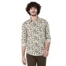 Mufti Off White & Green Floral Print Slim Fit Casual Shirt