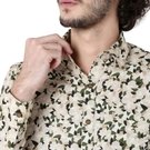 Mufti Off White & Green Floral Print Slim Fit Casual Shirt