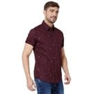 Mufti Maroon Geometric Print Slim Fit Casual Shirt