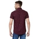 Mufti Maroon Geometric Print Slim Fit Casual Shirt