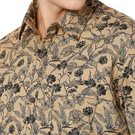 Mufti Khaki & Black Floral Print Slim Fit Casual Shirt