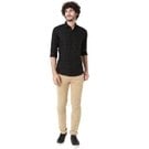 Mufti Black Textured Dobby Slim Fit Casual Shirt