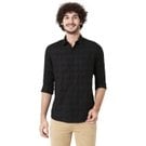 Mufti Black Textured Dobby Slim Fit Casual Shirt