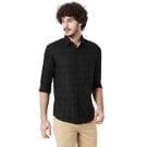 Mufti Black Textured Dobby Slim Fit Casual Shirt