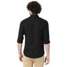 Mufti Black Textured Dobby Slim Fit Casual Shirt
