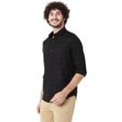 Mufti Black Textured Dobby Slim Fit Casual Shirt