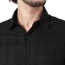 Mufti Black Textured Dobby Slim Fit Casual Shirt