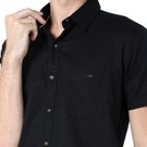 Mufti Black Cotton Linen Slim Fit Casual Shirt