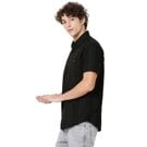 Mufti Black Dobby Slim Fit Casual Shirt