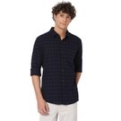 Mufti Navy Dobby Slim Fit Casual Shirt