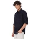 Mufti Navy Dobby Slim Fit Casual Shirt