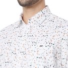 White And Orange Floral Slim Fit Casual Shirt