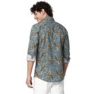 Mufti Blue & Beige Digital Print Shirt