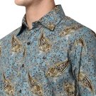 Mufti Blue & Beige Digital Print Shirt